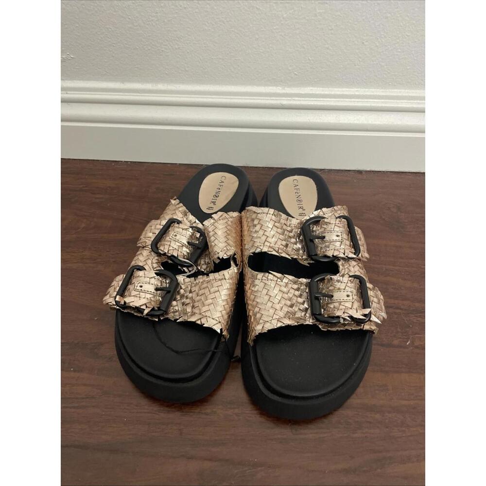 Italy Made CafeNoir  buckle woven flat Sandal size 39Euro New $176 msrp - Picture 6 of 9